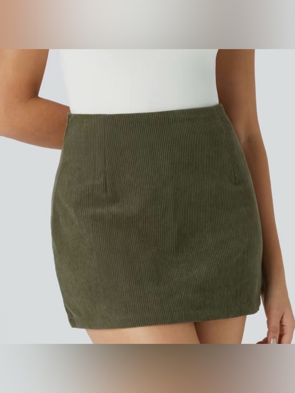 Halara Skirt High Waisted 2-in-1 Corduroy Olive Green. Size Small NWT!